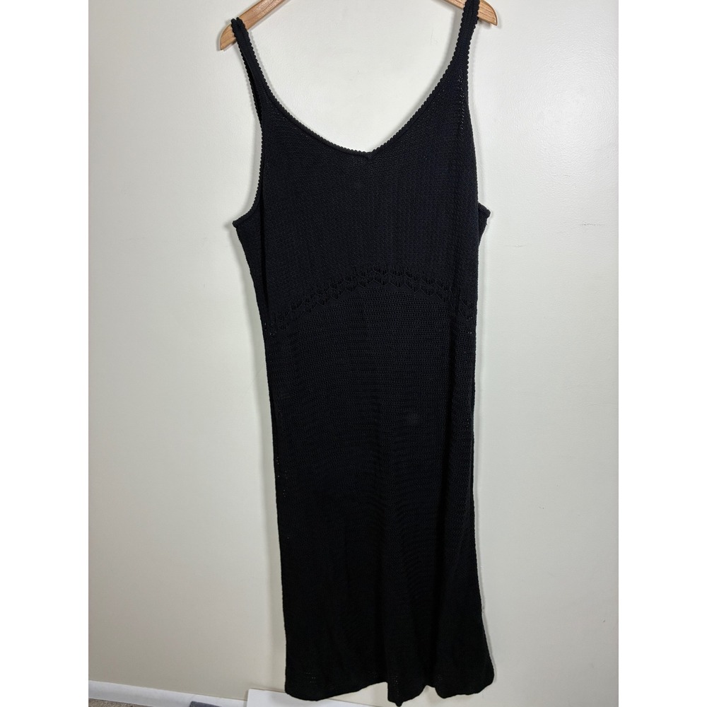 Old Navy Crochet Knit Sheer Maxi Dress Size XXL Black Swim Cover Beachy